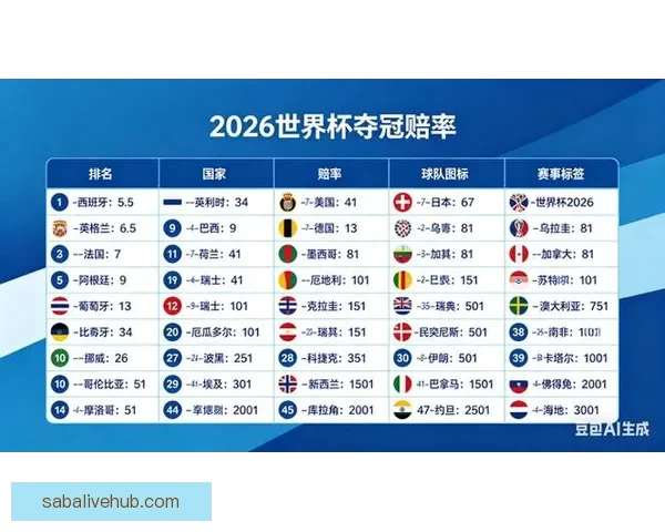 2026世界杯赔率分析：各大热门球队的夺冠机会与赔率走势揭秘